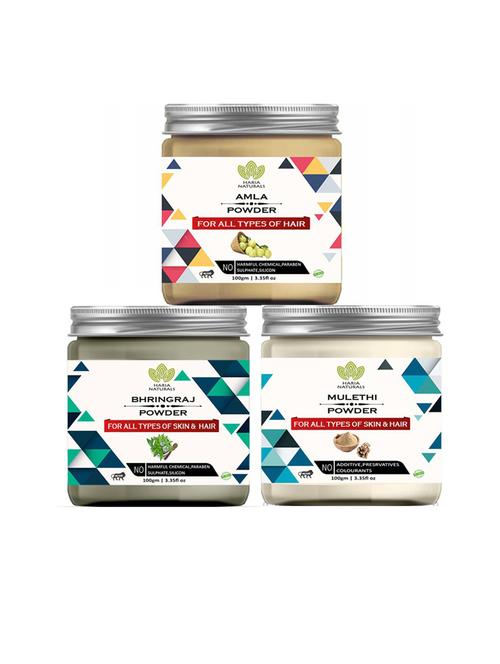 100% pure & naturals amla powder 100gm & bhringraj powder 100gm & mulethi powder 100gm (pack of 3) 300gm - 18635616 - Very Small Image - 1
