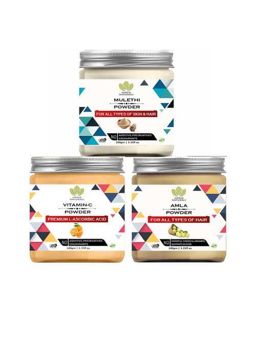 100% pure & naturals mulethi powder 100gm & vitamin-c powder 100gm & amla powder 100gm (pack of 3) 300gm - 18635622 - Very Small Image - 1