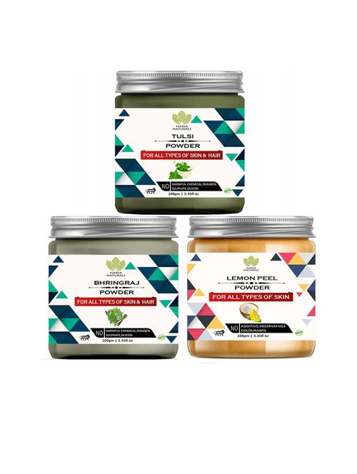 100% pure & naturals tulsi powder 100gm & bhringraj powder 100gm & lemon peel powder 100gm (pack of 3) 300gm - 18635638 - Very Small Image - 1