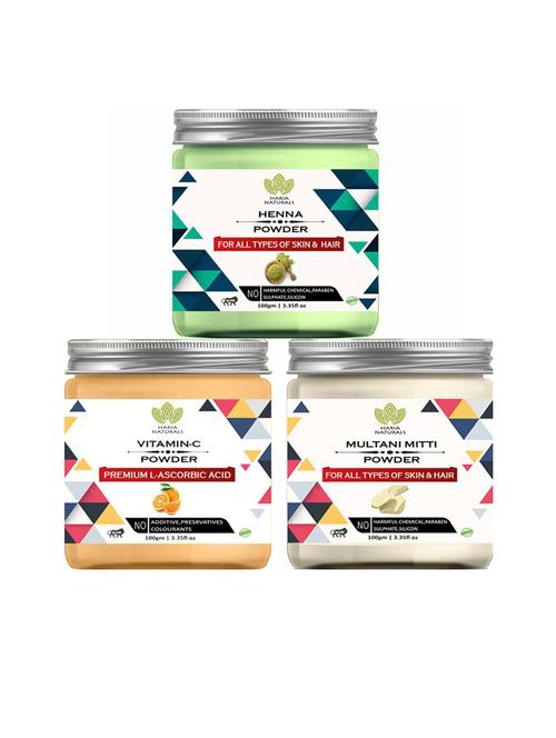 100% pure & naturals henna powder 100gm & vitamin-c powder 100gm & multani mitti powder 100gm (pack of 3) 300gm - 18635640 - Very Small Image - 1