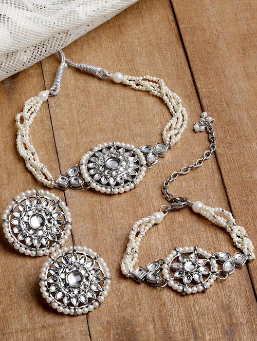 gold plated necklaces earring and bracelet set - 18636022 - Very Small Image - 1