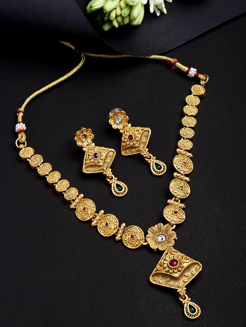 gold plated necklaces and earring set - 18636043 - Very Small Image - 1