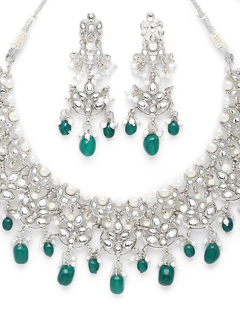 silver plated necklaces and earring set - 18636051 - Zoom Image - 3