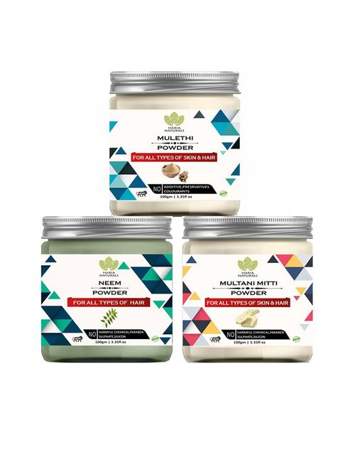 100% pure & naturals mulethi powder 100gm & neem powder 100gm & multani mitti powder 100gm (pack of 3) 300gm - 18636225 - Very Small Image - 1