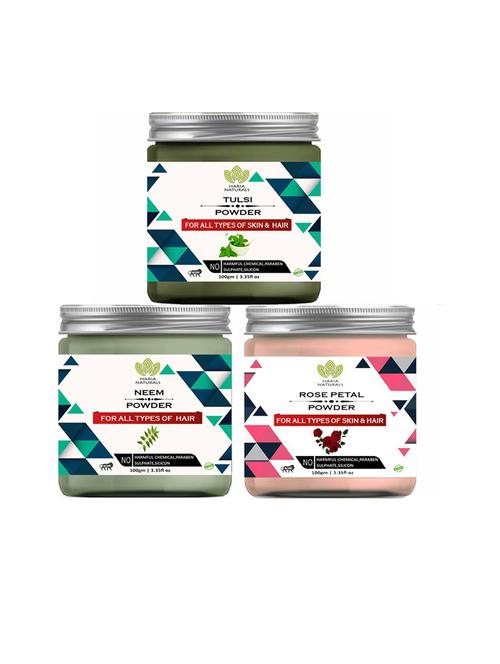 100% pure & naturals tulsi powder 100gm & neem powder 100gm & rose petal powder 100gm (pack of 3) 300gm - 18636272 - Very Small Image - 1