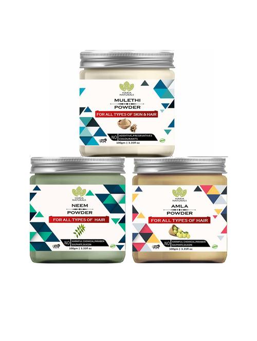100% pure & naturals mulethi powder 100gm & neem powder 100gm & amla powder 100gm (pack of 3) 300gm - 18636289 - Very Small Image - 1