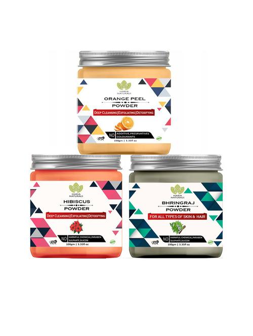 100% pure & naturals orange peel powder 100gm & hibiscus powder 100gm & bhringraj powder 100gm (pack of 3) 300gm - 18636302 - Very Small Image - 1