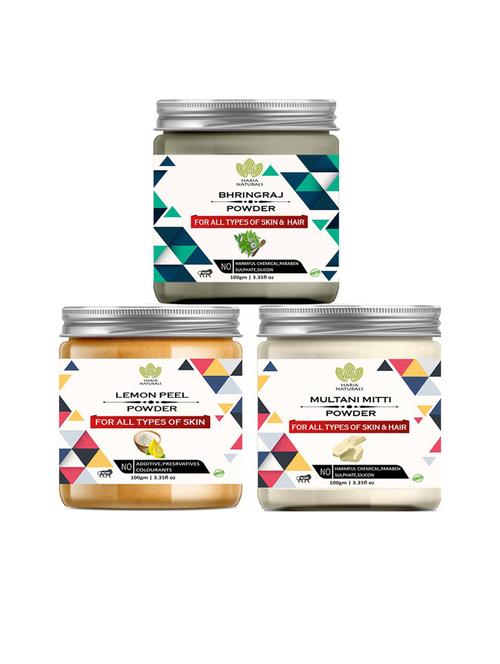 100% pure & naturals bhringraj powder 100gm & lemon peel powder 100gm & multani mitti powder 100gm (pack of 3) 300gm - 18636318 - Very Small Image - 1