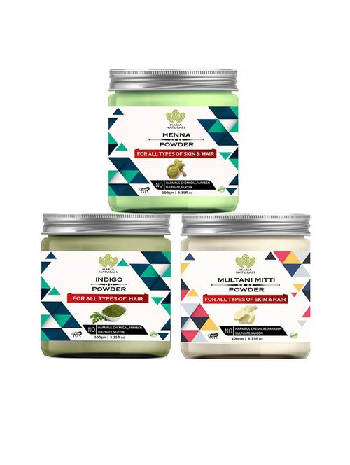 100% pure & naturals henna powder 100gm & indigo powder 100gm & multani mitti powder 100gm (pack of 3) 300gm - 18636328 - Very Small Image - 1