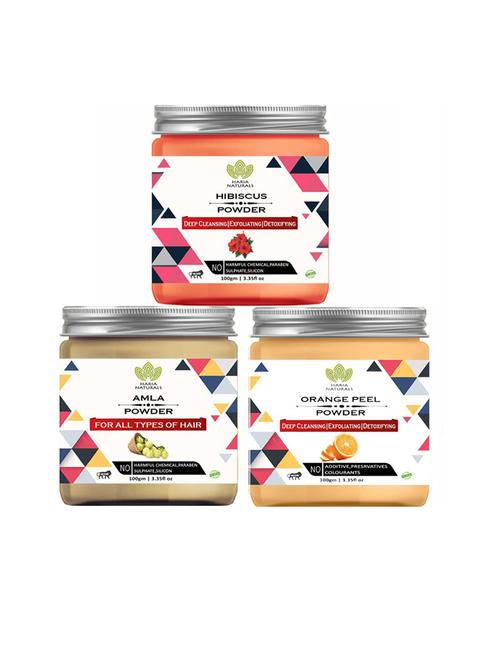 100% pure & naturals hibiscus powder 100gm & amla powder 100gm & orange peel powder 100gm (pack of 3) 300gm - 18636362 - Very Small Image - 1