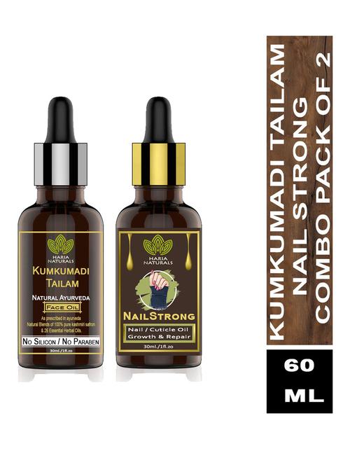 100% pure & naturals kumkumadi tailam 30ml & nail strong growth oil 30ml (pack of 2) - 18636375 - Very Small Image - 1
