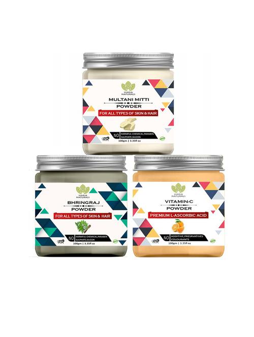 100% pure & naturals multani mitti powder 100gm & bhringraj powder 100gm & vitamin-c powder 100gm (pack of 3) 300gm - 18636378 - Very Small Image - 1