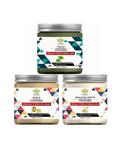 100% pure & naturals tulsi powder 100gm & amla powder 100gm & multani mitti powder 100gm (pack of 3) 300gm - 18636382 - Very Small Image - 1