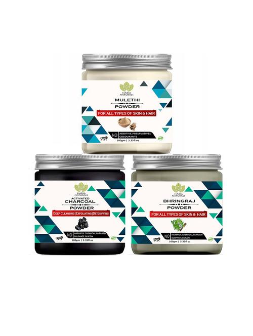 100% pure & naturals mulethi powder 100gm & charcoal powder 100gm & bhringraj powder 100gm (pack of 3) 300gm - 18636455 - Very Small Image - 1