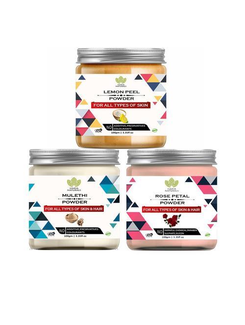 100% pure & naturals lemon peel powder 100gm & mulethi powder 100gm & rose petal powder 100gm (pack of 3) 300gm - 18636515 - Very Small Image - 1