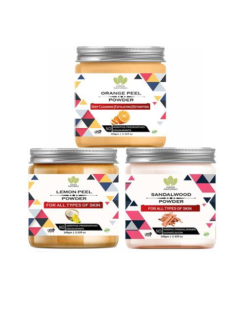 100% pure & naturals orange peel powder 100gm & lemon peel powder 100gm & sandalwood powder 100gm (pack of 3) 300gm - 18636525 - Very Small Image - 1