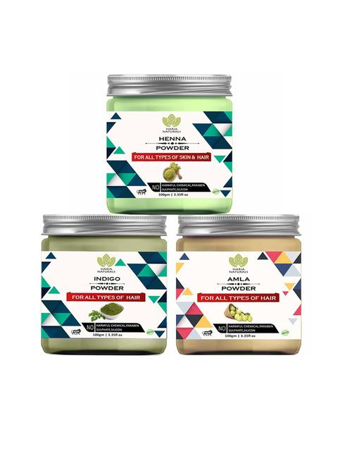 100% pure & naturals henna powder 100gm & indigo powder 100gm & amla powder 100gm (pack of 3) 300gm - 18636530 - Very Small Image - 1