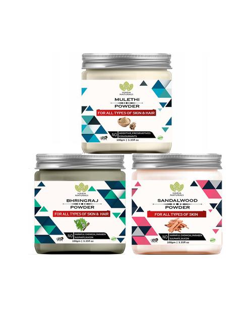 100% pure & naturals mulethi powder 100gm & bhringraj powder 100gm & sandalwood powder 100gm (pack of 3) 300gm - 18636533 - Very Small Image - 1