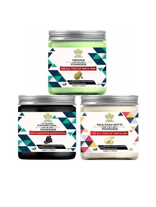 100% pure & naturals henna powder 100gm & charcoal powder 100gm & multani mitti powder 100gm (pack of 3) 300gm - 18636542 - Very Small Image - 1