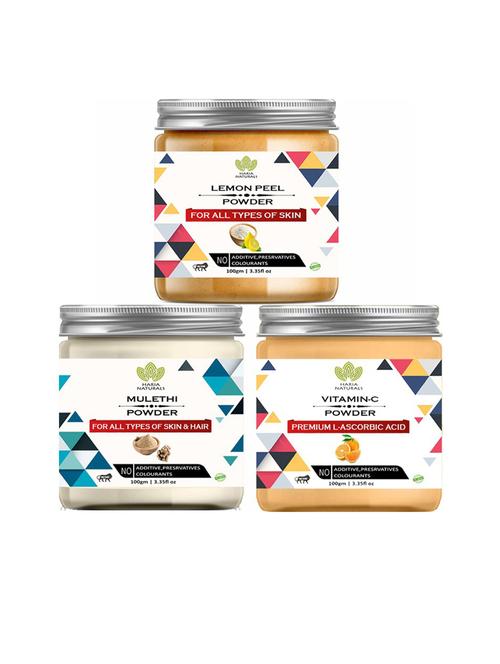 100% pure & naturals lemon peel powder 100gm & mulethi powder 100gm & vitamin-c powder 100gm (pack of 3) 300gm - 18636545 - Very Small Image - 1