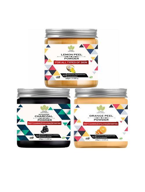 100% pure & naturals lemon peel powder 100gm & charcoal powder 100gm & orange peel powder 100gm (pack of 3) 300gm - 18636548 - Very Small Image - 1