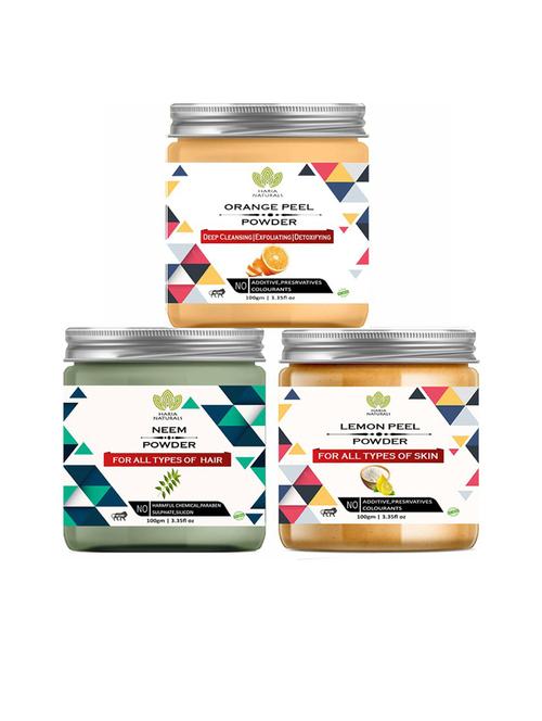 100% pure & naturals orange peel powder 100gm & neem powder 100gm & lemon peel powder 100gm (pack of 3) 300gm - 18636592 - Very Small Image - 1