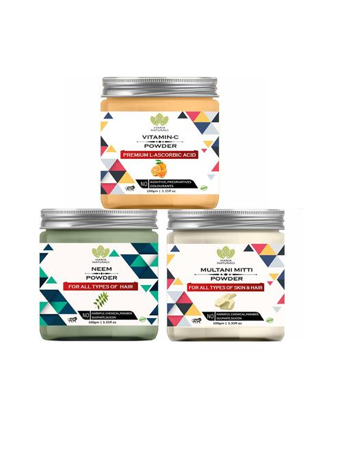 100% pure & naturals vitamin-c powder 100gm & neem powder 100gm & multani mitti powder 100gm (pack of 3) 300gm - 18636614 - Very Small Image - 1