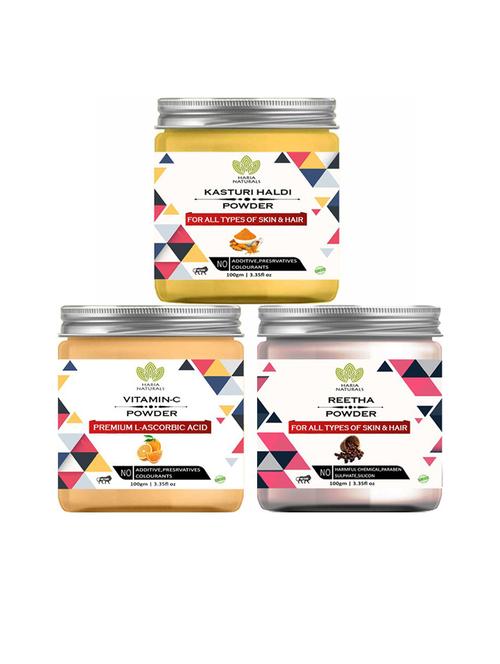 100% pure & naturals kasturi haldi powder 100gm & vitamin-c powder 100gm & reetha powder 100gm (pack of 3) 300gm - 18636637 - Very Small Image - 1