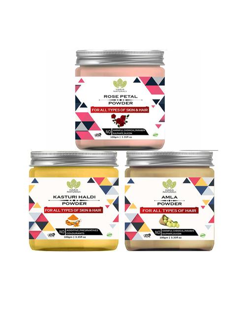 100% pure & naturals rose petal powder 100gm & kasturi haldi powder 100gm & amla powder 100gm (pack of 3) 300gm - 18636641 - Very Small Image - 1