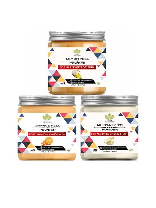 100% pure & naturals lemon peel powder 100gm & orange peel powder 100gm & multani mitti powder 100gm (pack of 3) 300gm - 18636665 - Very Small Image - 1