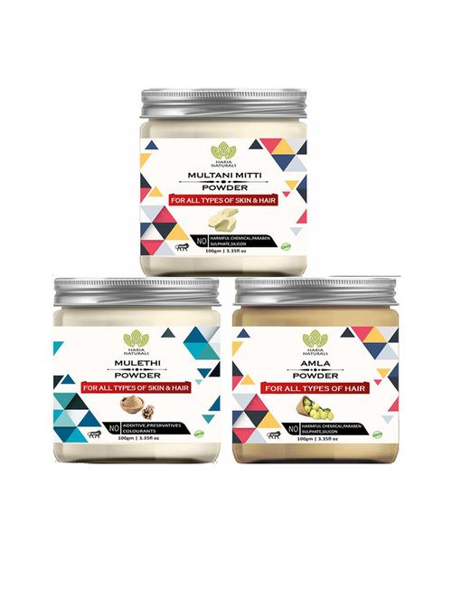 100% pure & naturals multani mitti powder 100gm & mulethi powder 100gm & amla powder 100gm (pack of 3) 300gm - 18636683 - Very Small Image - 1