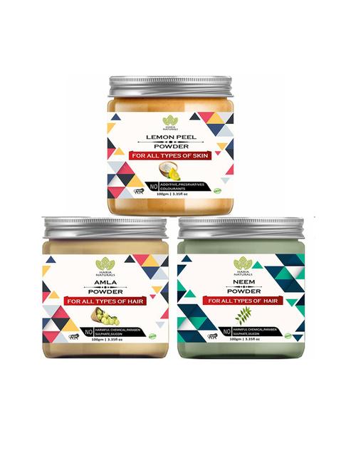 100% pure & naturals lemon peel powder 100gm & amla powder 100gm & neem powder 100gm (pack of 3) 300gm - 18636689 - Very Small Image - 1