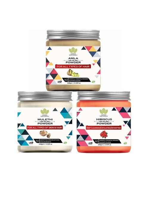100% pure & naturals amla powder 100gm & mulethi powder 100gm & hibiscus powder 100gm (pack of 3) 300gm - 18636694 - Very Small Image - 1