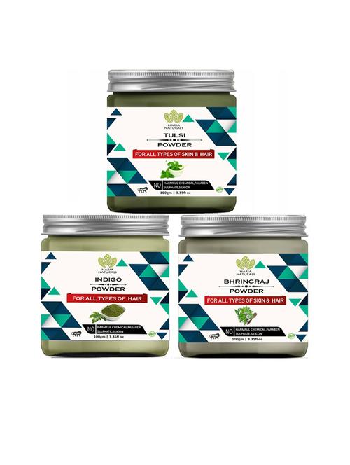 100% pure & naturals tulsi powder 100gm & indigo powder 100gm & bhringraj powder 100gm (pack of 3) 300gm - 18636695 - Very Small Image - 1