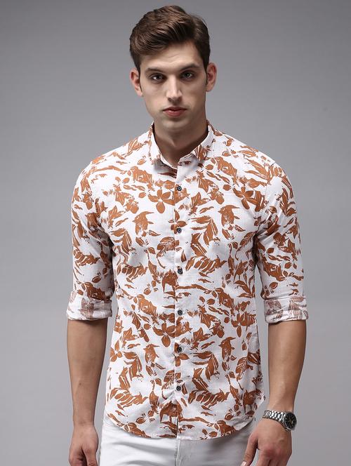 mens leaf print casual shirt - 18636822 - Very Small Image - 1