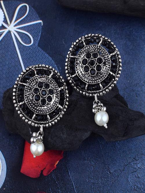black silver plated earring - 18637337 - Very Small Image - 1