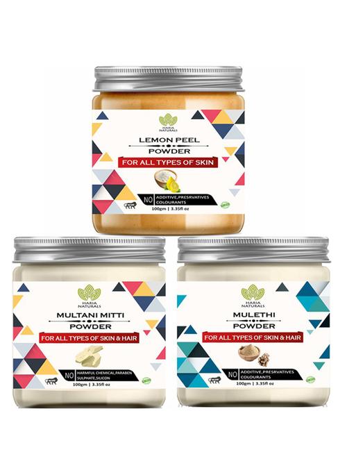 100% pure & naturals lemon peel powder 100gm & multani mitti powder 100gm & mulethi powder 100gm (pack of 3) 300gm - 18638335 - Very Small Image - 1