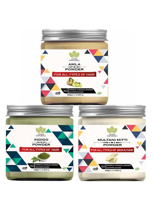 100% pure & naturals amla powder 100gm & indigo powder 100gm & multani mitti powder 100gm (pack of 3) 300gm - 18638343 - Very Small Image - 1