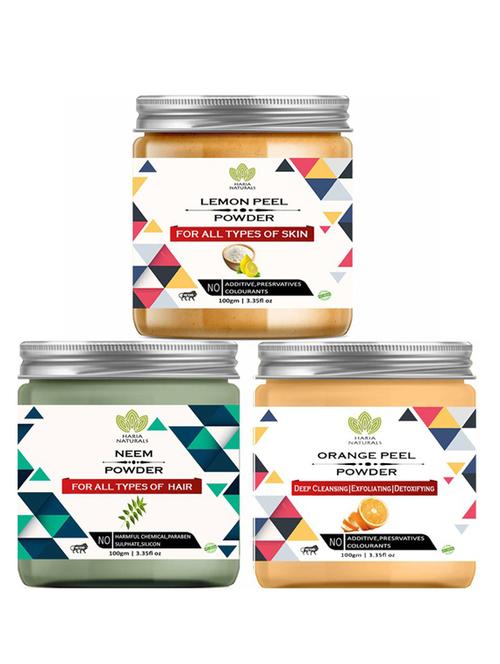100% pure & naturals lemon peel powder 100gm & neem powder 100gm & orange peel powder 100gm (pack of 3) 300gm - 18638360 - Very Small Image - 1