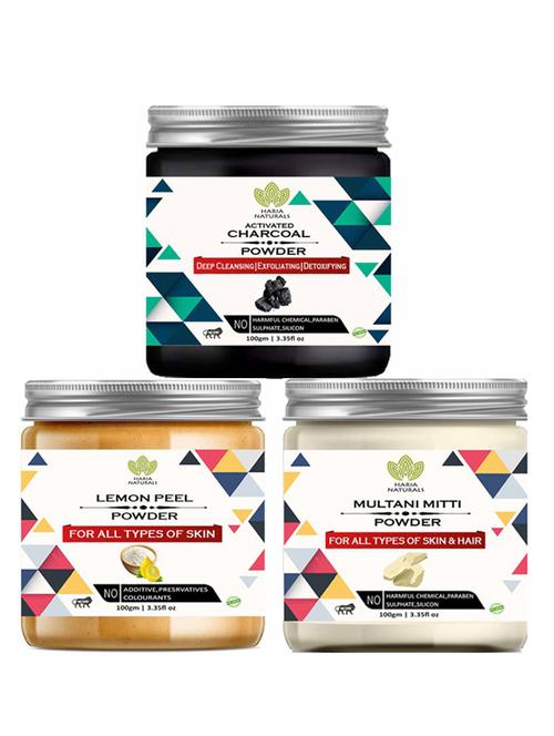100% pure & naturals charcoal powder 100gm & lemon peel powder 100gm & multani mitti powder 100gm (pack of 3) 300gm - 18638364 - Very Small Image - 1