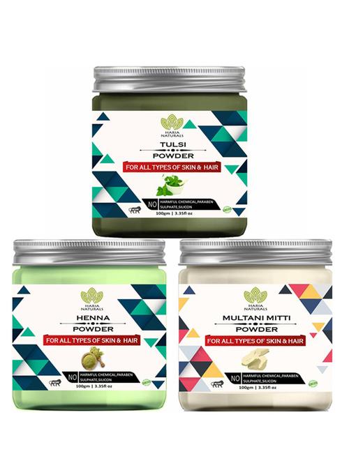 100% pure & naturals tulsi powder 100gm & henna powder 100gm & multani mitti powder 100gm (pack of 3) 300gm - 18638365 - Very Small Image - 1