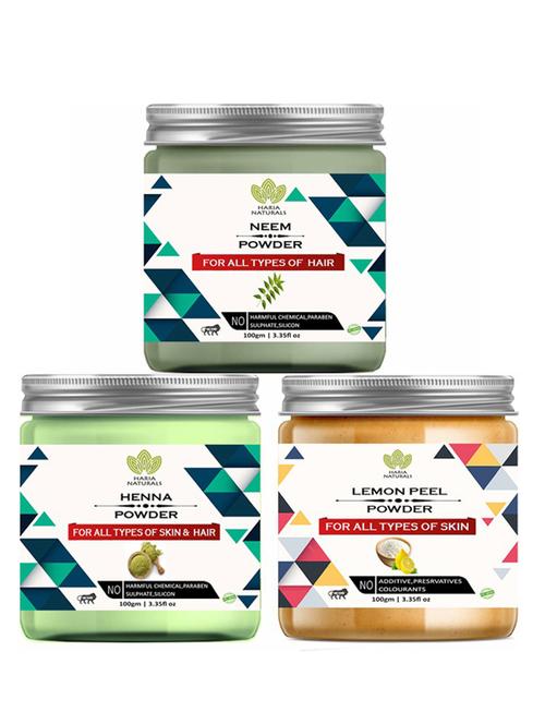 100% pure & naturals neem powder 100gm & henna powder 100gm & lemon peel powder 100gm (pack of 3) 300gm - 18638385 - Very Small Image - 1