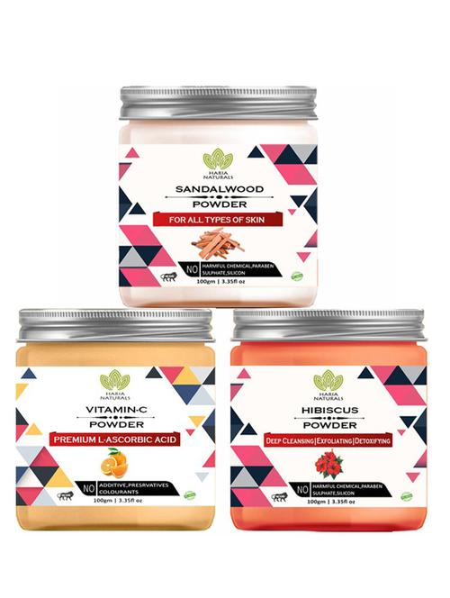 100% pure & naturals sandalwood powder 100gm & vitamin-c powder 100gm & hibiscus powder 100gm (pack of 3) 300gm - 18638394 - Very Small Image - 1