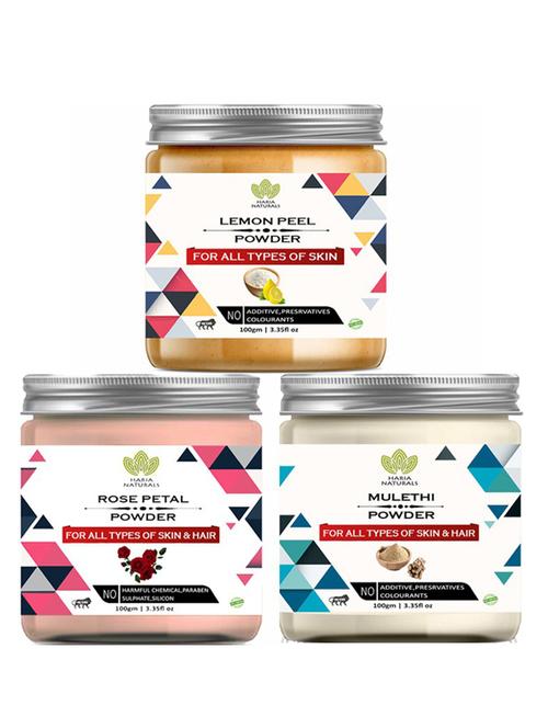 100% pure & naturals lemon peel powder 100gm & rose petal powder 100gm & mulethi powder 100gm (pack of 3) 300gm - 18638409 - Very Small Image - 1