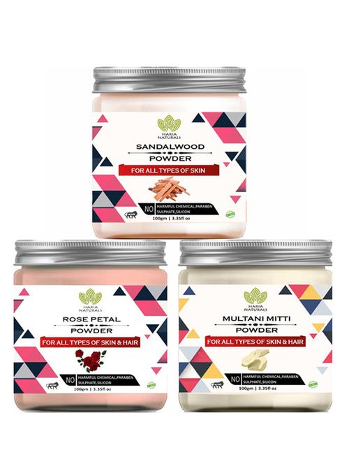 100% pure & naturals sandalwood powder 100gm & rose petal powder 100gm & multani mitti powder 100gm (pack of 3) 300gm - 18638413 - Very Small Image - 1