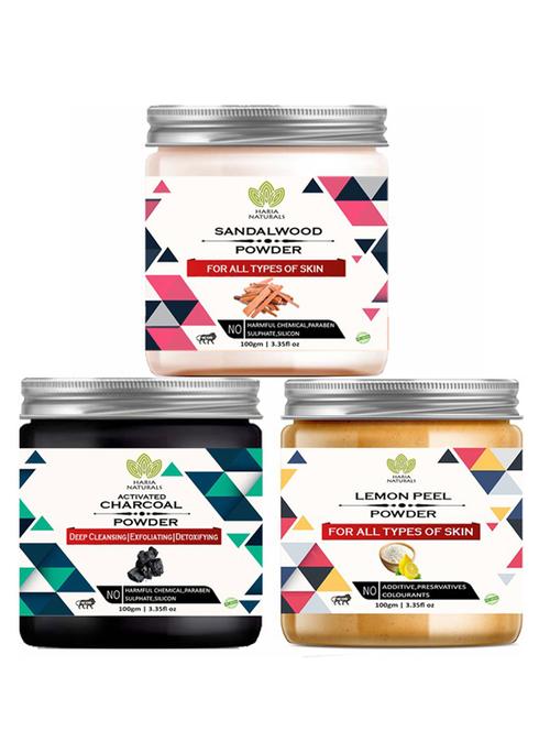 100% pure & naturals sandalwood powder 100gm & charcoal powder 100gm & lemon peel powder 100gm (pack of 3) 300gm - 18638445 - Very Small Image - 1