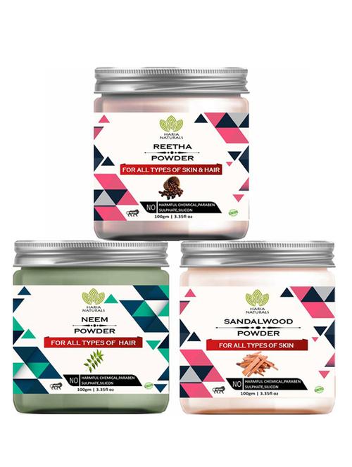 100% pure & naturals reetha powder 100gm & neem powder 100gm & sandalwood powder 100gm (pack of 3) 300gm - 18638457 - Very Small Image - 1