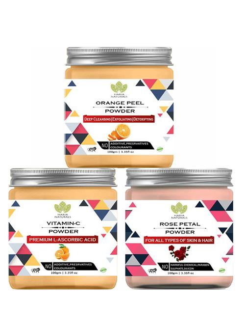 100% pure & naturals orange peel powder 100gm & vitamin-c powder 100gm & rose petal powder 100gm (pack of 3) 300gm - 18638498 - Very Small Image - 1