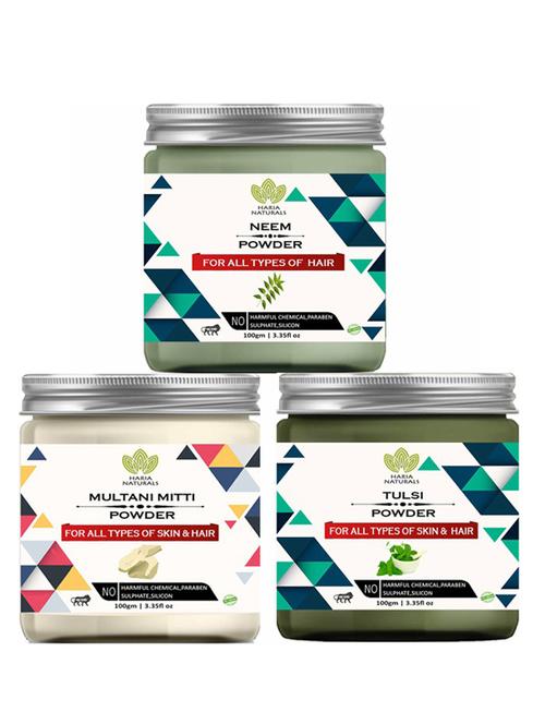 100% pure & naturals neem powder 100gm & multani mitti powder 100gm & tulsi powder 100gm (pack of 3) 300gm - 18638499 - Very Small Image - 1
