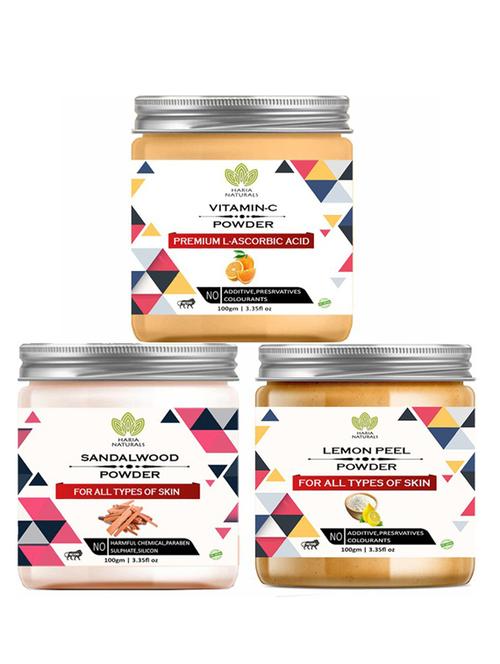 100% pure & naturals vitamin-c powder 100gm & sandalwood powder 100gm & lemon peel powder 100gm (pack of 3) 300gm - 18638513 - Very Small Image - 1